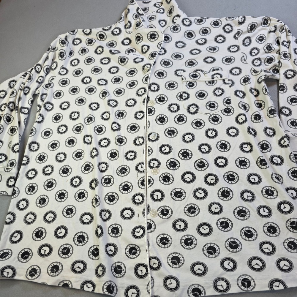 Cabernet Sleepwear Melting Clock Print Pajama Top Surrealist Art White Large